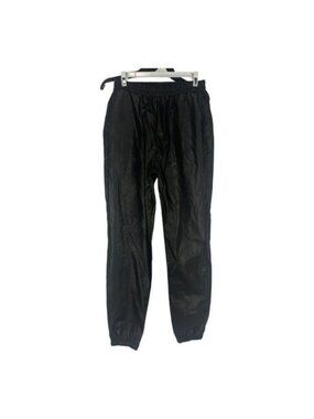 Nasty Gal Faux Leather Womens Joggers Size US 8 Black Elastic Waist Tapered Leg